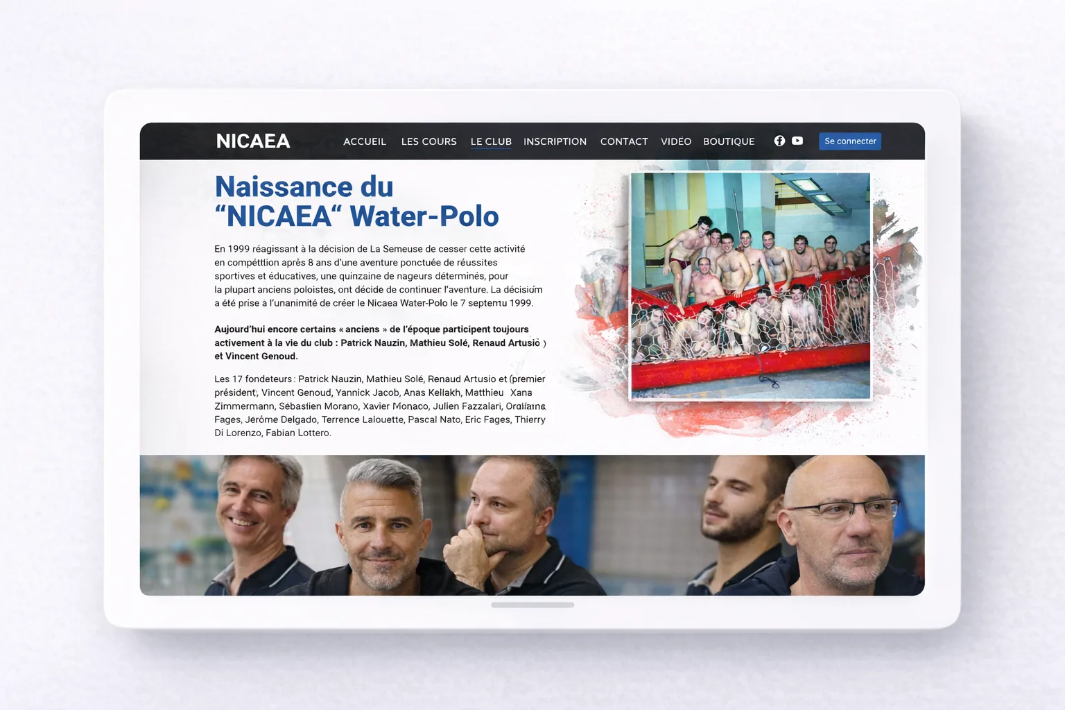 Mystorie projet Nicaea Waterpolo back-office administratif du club