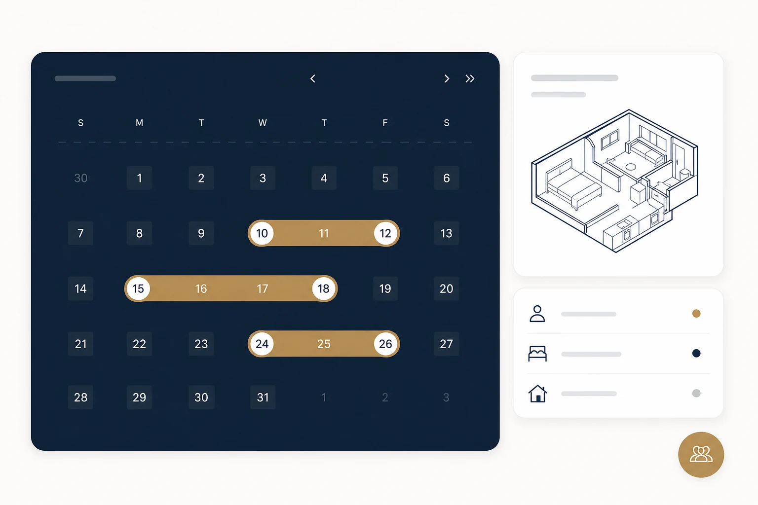 Interface panoramique de calendrier et disponibilités Coco Community